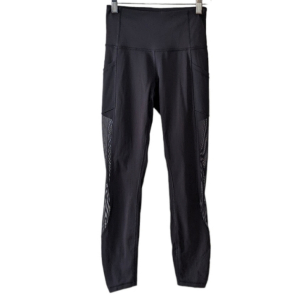 Lululemon Mesh Panel High Rise Leggings black size 4 @R